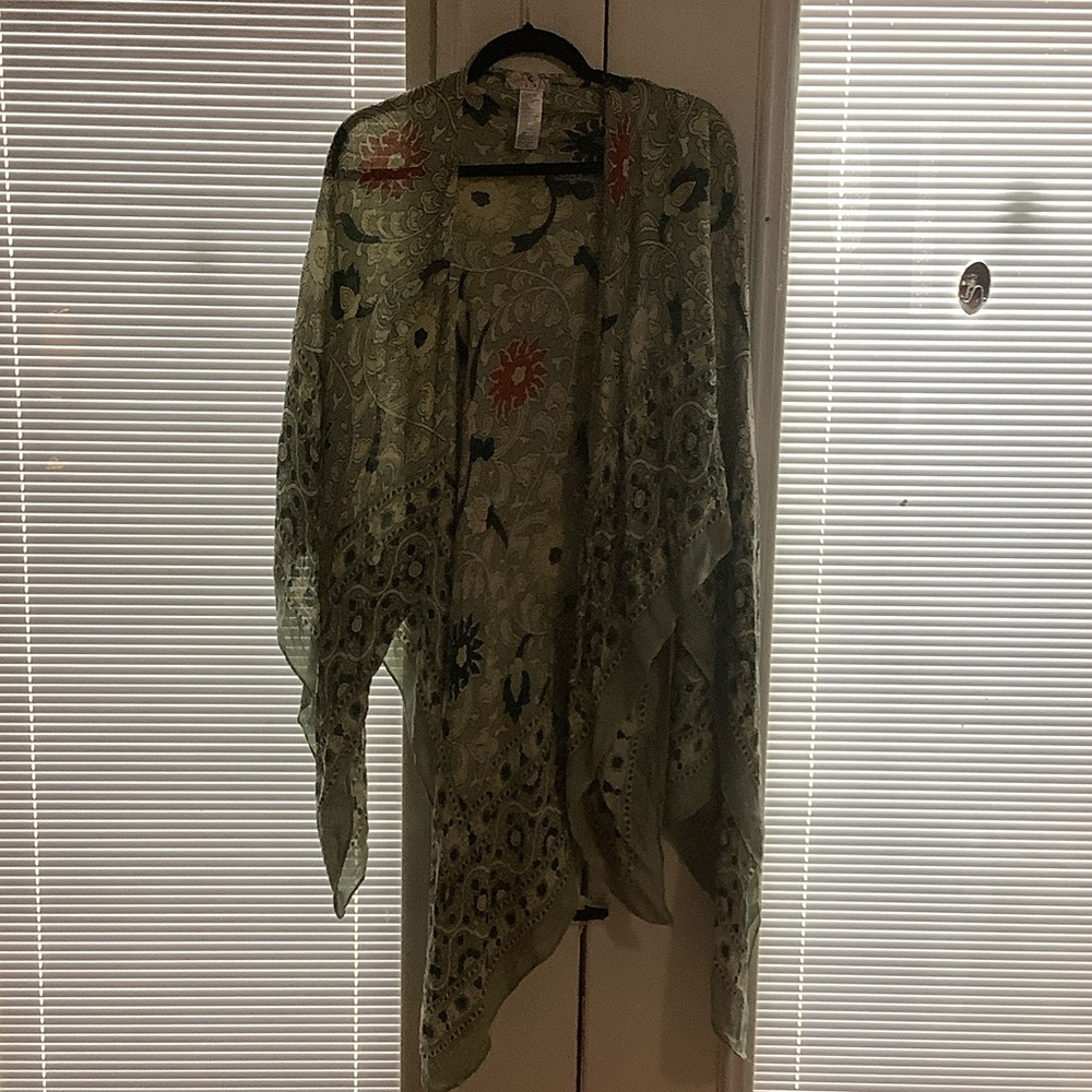 Free People Olive Green Boho Floral Swim Coverup